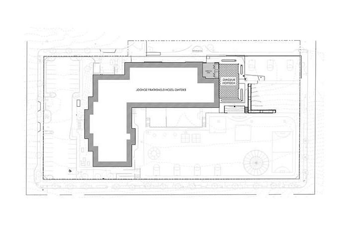 site plan drawing showing existing school and buiding addition